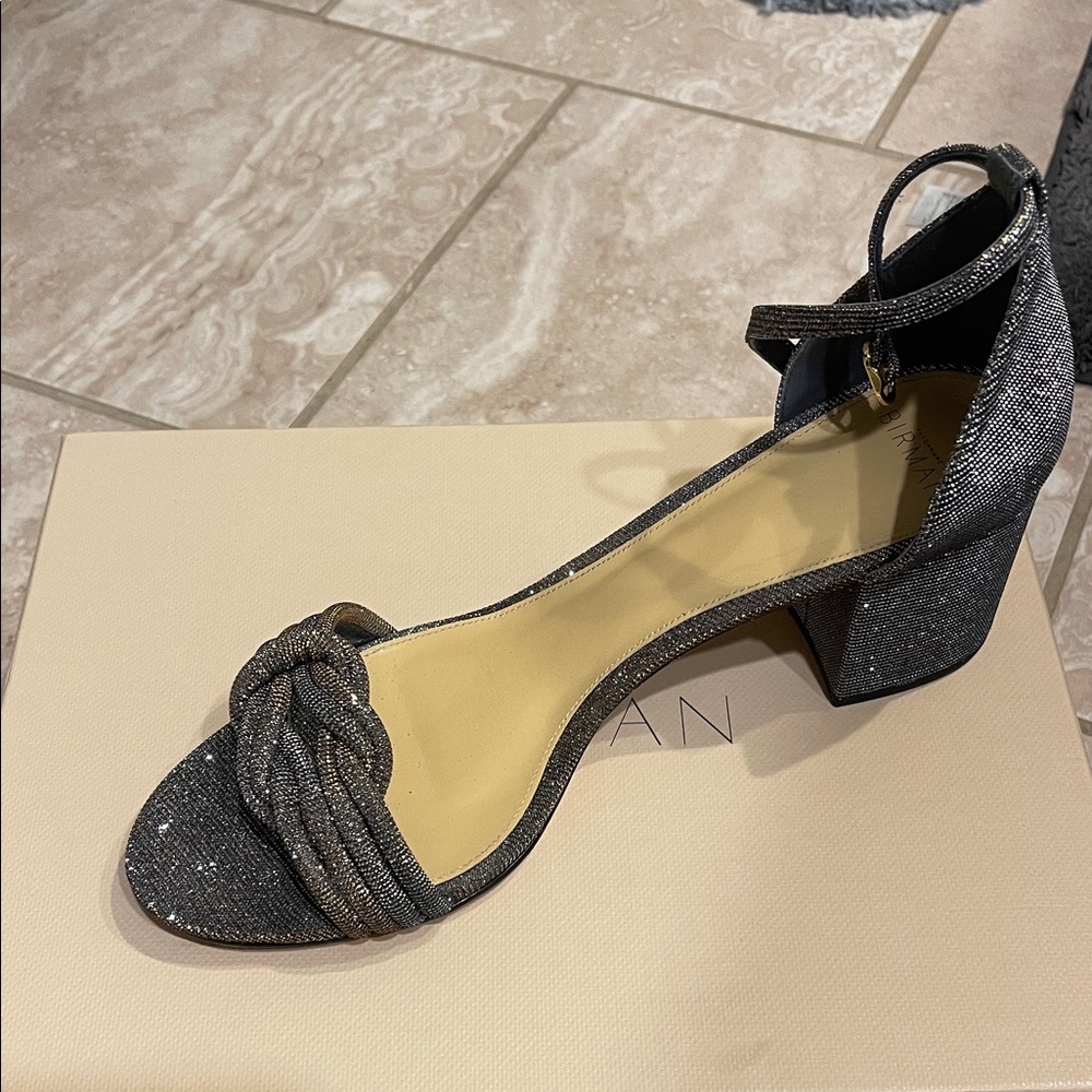 Alexandre Birman Glittering Silver Block Heels